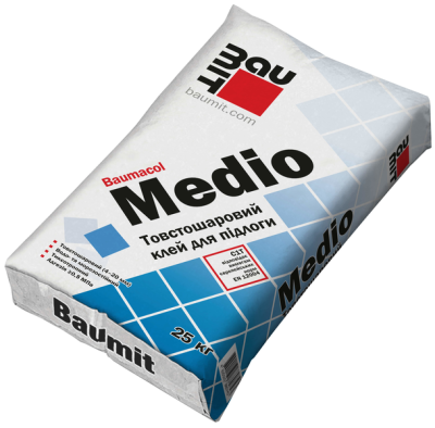 Толстошарова клейова суміш для керамічної плитки Baumit Baumacol Medio Медіо 25 кг, фото 1