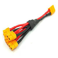 Перехідник АКБ з кабелем 14 AWG з XT60 Папа на х4 XT60 Мама AMASS довжина 10 см - 1 шт.