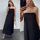 Сарафан жіночий ЛІТНІЙ ЛЬОН ЧОРНИЙ/БЕЖЕВИЙ р.42-52 HARISMA 508, фото 2