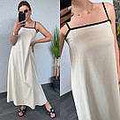 Сарафан жіночий ЛІТНІЙ ЛЬОН ЧОРНИЙ/БЕЖЕВИЙ р.42-52 HARISMA 508, фото 4