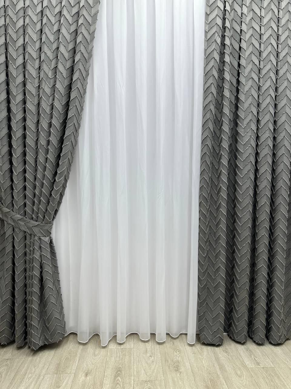 Штора з візерунком "Скандинавія" преміум якості, колір сірий, фото 1