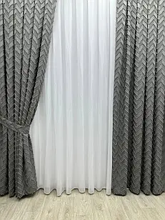 Штора з візерунком "Скандинавія" преміум якості, колір сірий