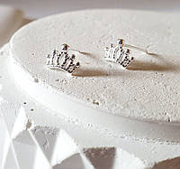 Маленькі срібні сережки корона покриття срібло 925 проби