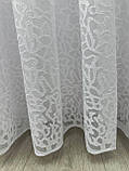 Тюль на бамбуковій основі з красивою вишивкою. Колір: білий, фото 9