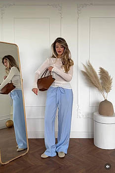 Жіночі трендові брюки палацо з льону (Норма і батал)