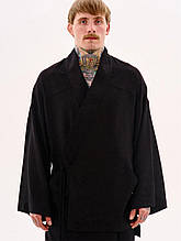 Льняне кімоно з вишивкою "Харукі", чорного  кольору, від бренду ТУР