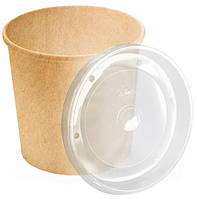 Супниця крафт 320 мл з кришкою ПП, 25 шт