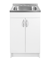 Тумба кухонна Біла з накладною мийкою 50х50 (0,6 мм) із сифоном