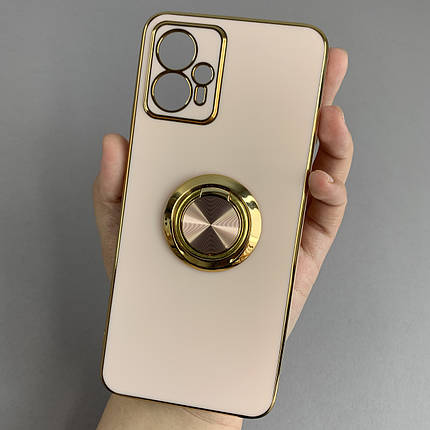 Чохол для Motorola G13 глянцевий чохол з кільцем тримачем на телефон моторола г13 пудровий l7h, фото 1