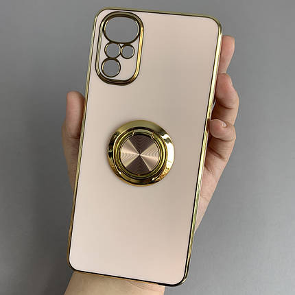 Чохол для Motorola G22 глянцевий чохол з кільцем тримачем на телефон моторола г22 пудровий l7h, фото 1