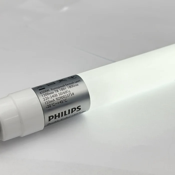 Лампи Philips Ledtube DE T8 18W 1650Lm 6500К 1,2м холодне біле світло двостороннє підключення