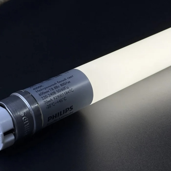 Лед лампа 60см Philips Ecofit LEDtube 8W 4000K 840 RCA нейтральне світло одностороннє підключення