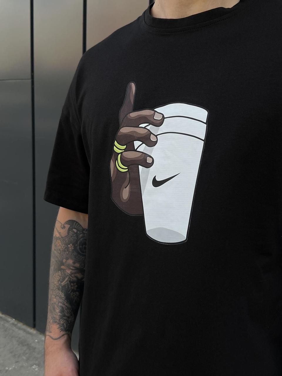 Футболка чоловіча чорна НК кофі розмір S, M, L, XL