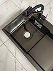 Мийка для кухні Luminex 7848 см ліва та кран Kroner PVD03817BLK з під'єднанням до фільтра води, фото 7