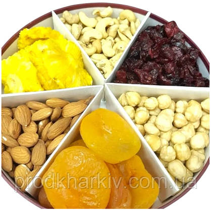 Подарунковий набір з горіхів і сухофруктів 0,800гр. 6 видів, фото 3