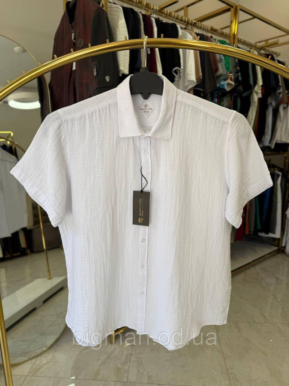 Муслінова сорочка з коротким рукавом La Vita 2036 (батал) 3-7XL біла 7XL