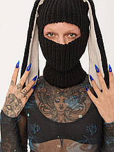 В'язана балаклава з вушками Бані чорний