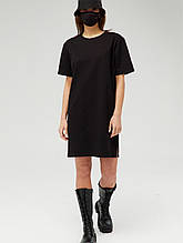Сукня-футболка подовженного крою зі стрейч куліру "Ронін", чорний