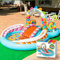 Ігровой центр басейн Intex 57149 NP "Карамель" на 374 л з гіркою 295х191х130см