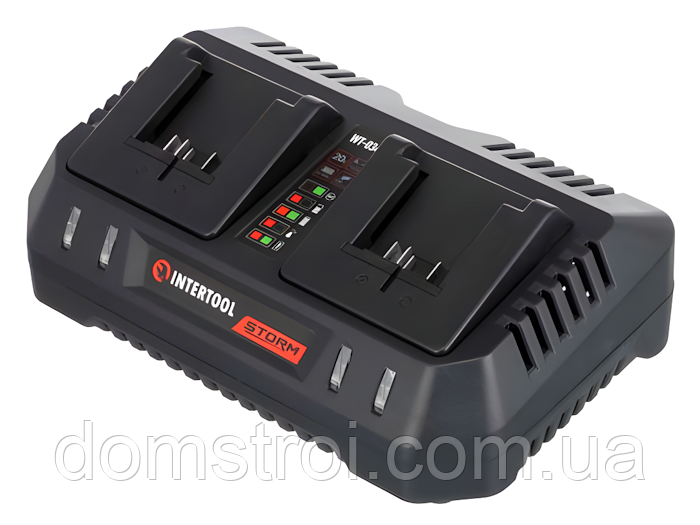 Зарядний пристрій для двох акумуляторів 20В 4А+4A INTERTOOL STORM WT-0346
