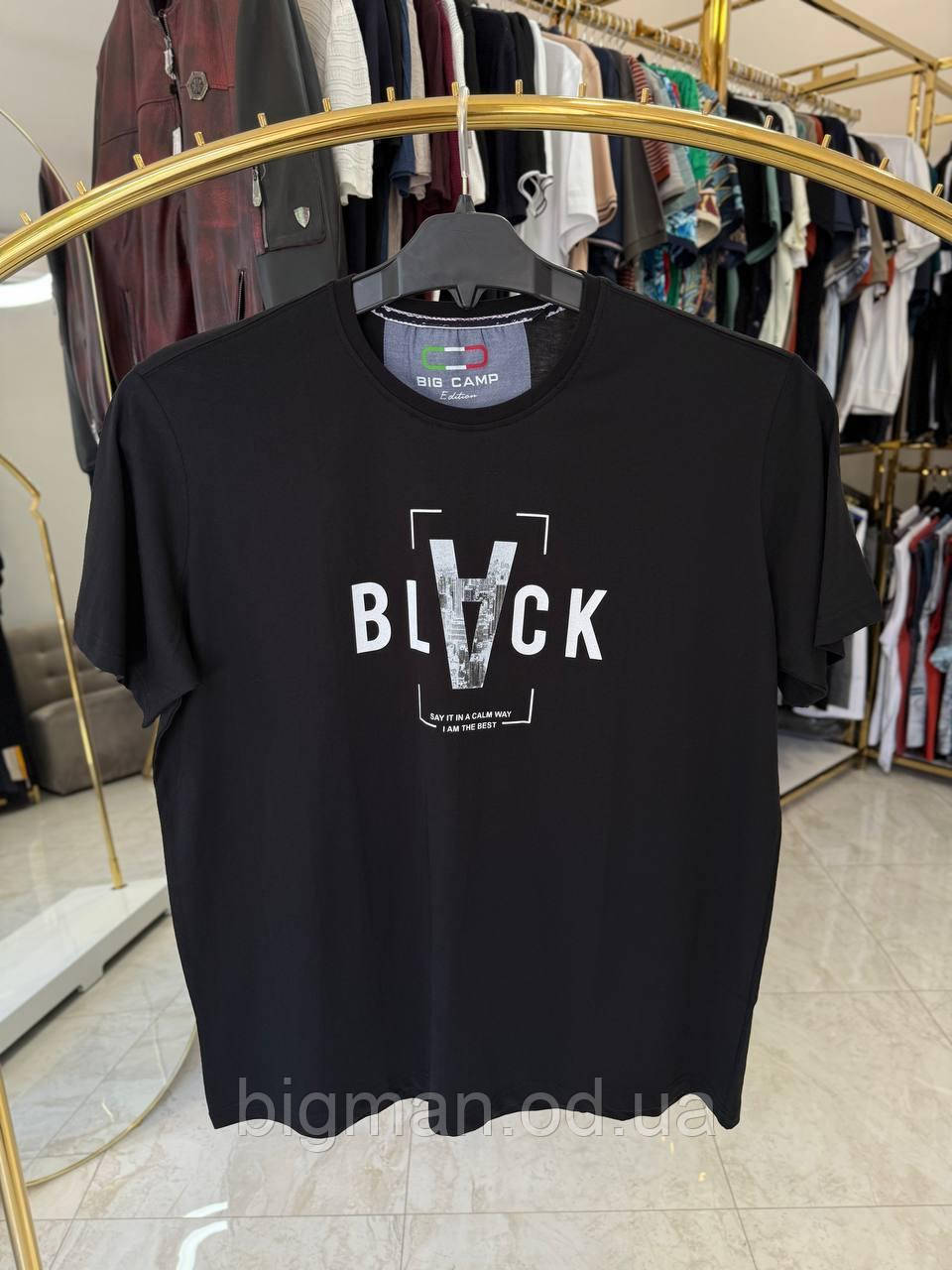 Чоловіча футболка BLACK 2604 Туреччина (батал) 3-7XL чорна
