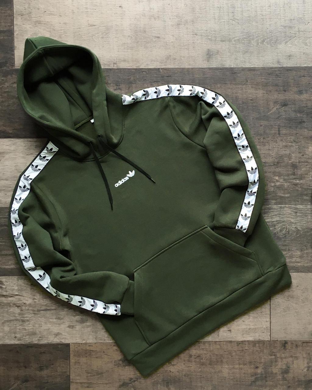 Худі ФЛІС Адідас ОРИДЖ на флісі Оверсайз хакі  Розмір: XS,S, M, L,XL XL, фото 1