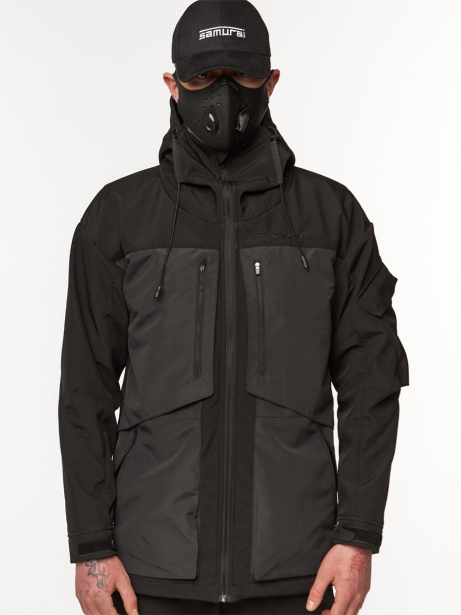 Демісезонна куртка із софтшелу чоловіча чорна бренд TUR WEAR, модель SM-2406, розмір S, M, L, XL, XXL, фото 1