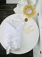 Велюровий конверт для новонароджених, конверт з вишивкою на виписку, демісезонний конверт Angelok-child