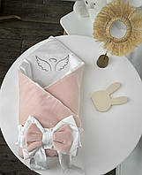 Велюровий конверт для новонароджених, конверт з вишивкою на виписку, демісезонний конверт Angelok-child