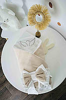 Велюровий конверт для новонароджених, конверт з вишивкою на виписку, демісезонний конверт Angelok-child