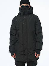 Зимова чоловіча парка куртка чорна Зорг (Zorg) розміри: S, M, L, XL L