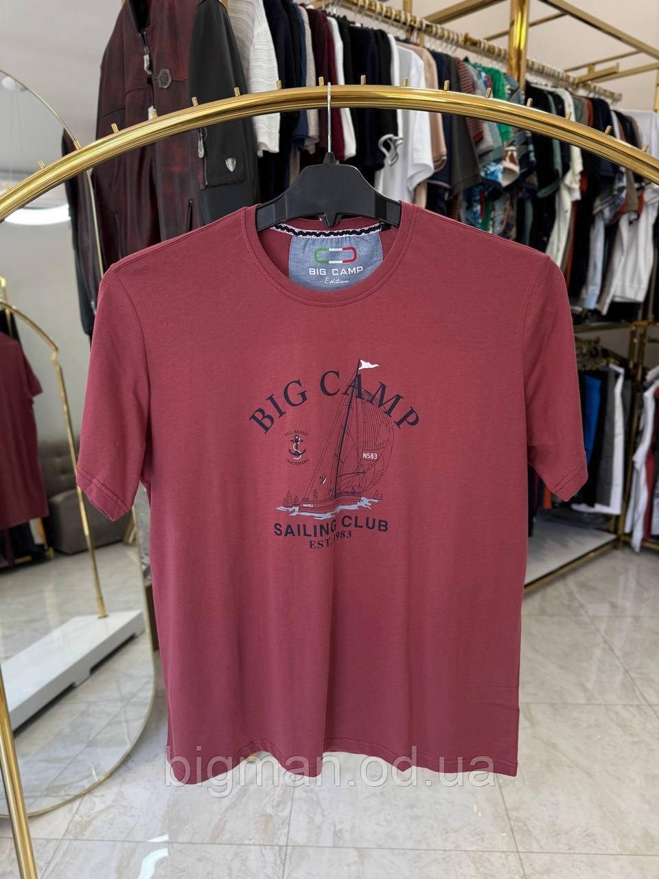 Чоловіча футболка яхта 2605 Туреччина (батал) 3-7XL вишнева