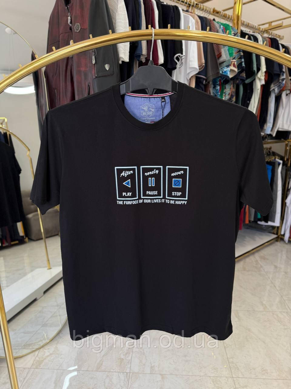 Чоловіча футболка PLAY 0033 Туреччина (батал) 3-7XL чорна