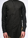 Сорочка чоловіча з льону SM-2425, чорний бренд ТУР, фото 4