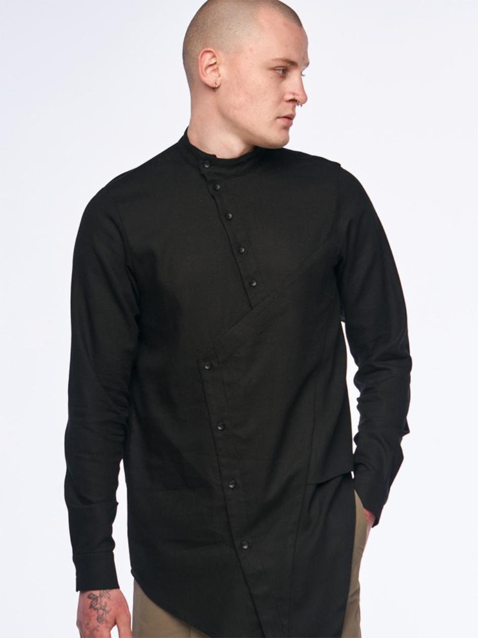 Сорочка чоловіча з льону SM-2425, чорний бренд ТУР, фото 1