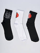 Набір шкарпеток з вишивкою Японія два чорного кольору і одна біла