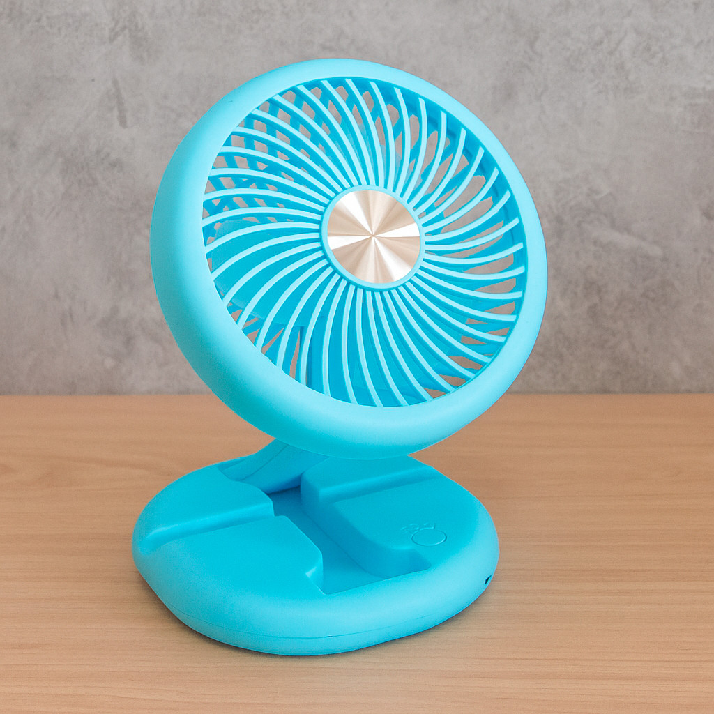 Міні вентилятор складаний Mini Fan W1646 Блакитний, настільний вентилятор від акумулятора для офісу та дому