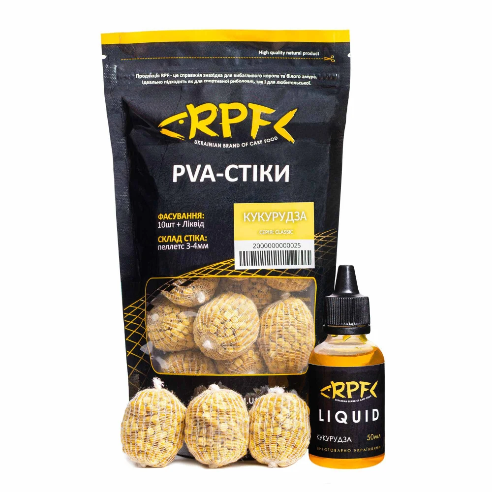 Готовий Стік ПВА RPF Classic Кукурудза (10шт+ ліквід 50мл)