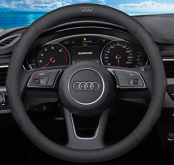 Чохол на кермо для автомобіля Audi з натуральної шкіри, фото 1