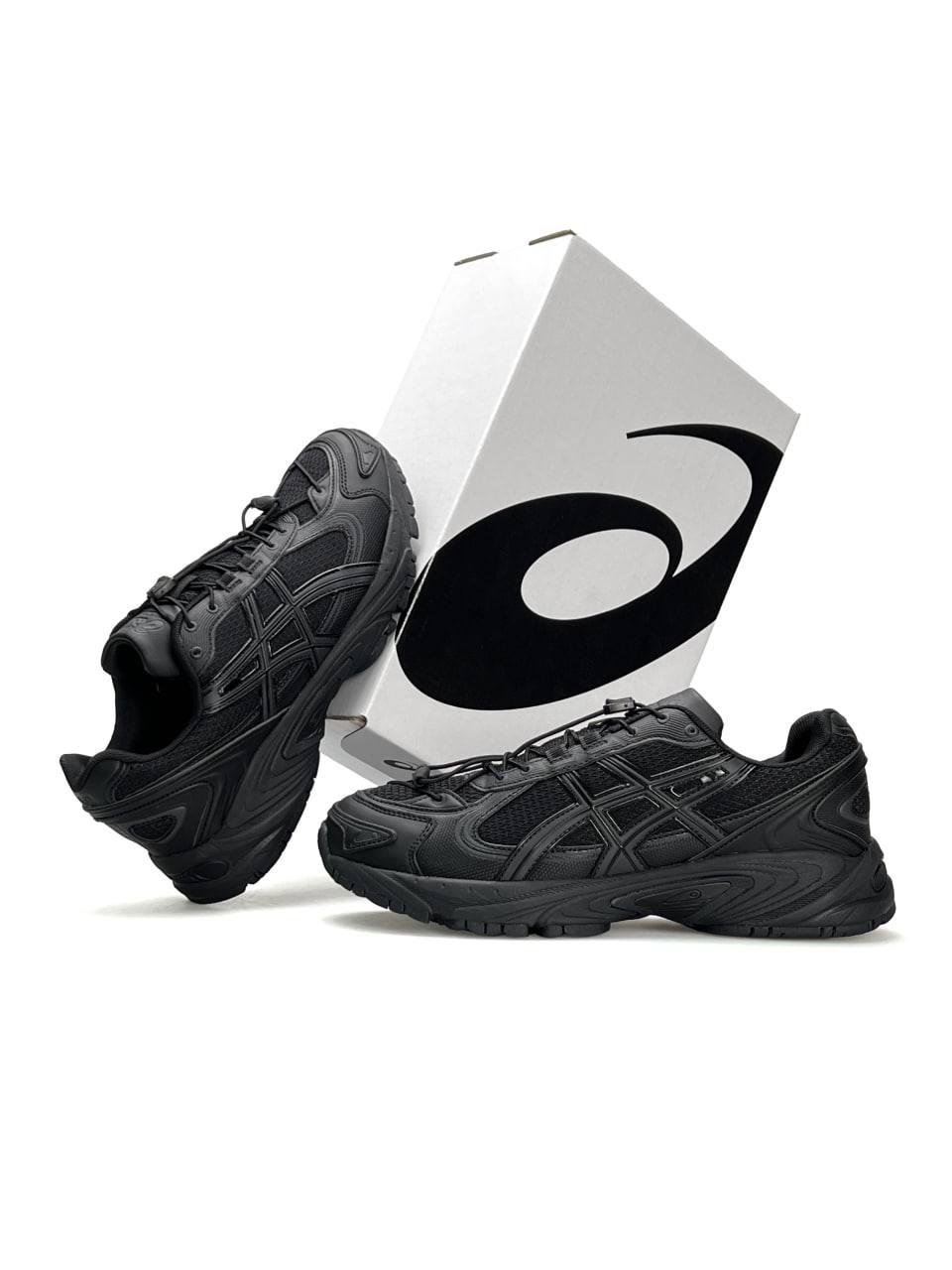 Чоловічі шкіряні текстиль кросівки ASICS Gel-Kahana TR V4 All Black, кеди Асикс чорні. Чоловіче взуття