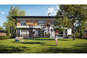 Батут Zipro Jump Pro з внутрішньою сіткою 12 футів 374 см чорно-зелений 5902659840684