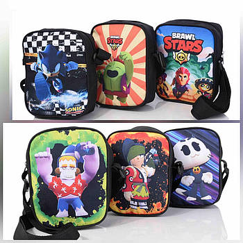 Сумка 20*15 см спортивна підліткова через плече на блискавці з кишенею та довгим ремінцем Panda