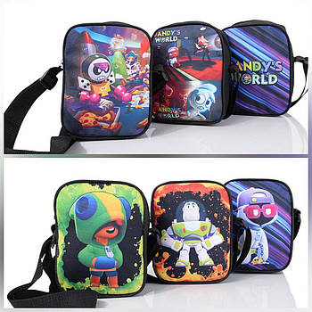 Сумка 20*15 см спортивна підліткова через плече на блискавці з кишенею та довгим ремінцем Panda