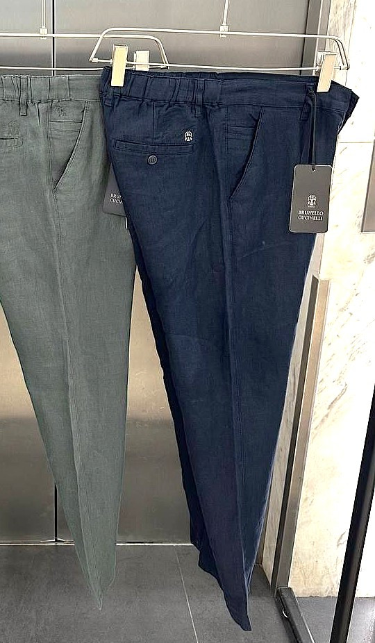 Чоловічі лляні штани BRUNELLO CUCINELLI CK9688 темно-сині штани, фото 1