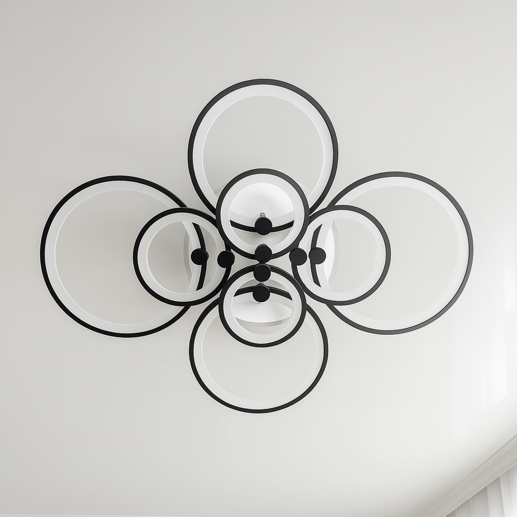 Яскрава люстра лед Vatan Light 196W до 30 м² колір Чорний 1120/8 BK 3color, фото 1