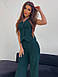 Ультрастильний жіночий брючний костюм, жилетка + брюки палаццо, темно-зелений, фото 3