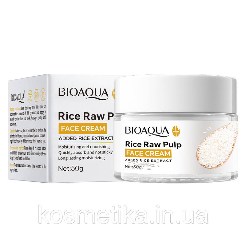 Антивіковий крем для обличчя з рисом Bioaqua Rice Raw (50г)(Прим`ята упаковка!), фото 1