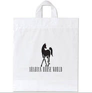 Білий поліетиленовий пакет 40х43 см з петлевою ручкою та логотипом Пакет петля щільністю 90 мкм до 10 кг, фото 4