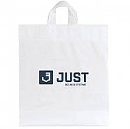 Білий поліетиленовий пакет 40х43 см з петлевою ручкою та логотипом Пакет петля щільністю 90 мкм до 10 кг, фото 3