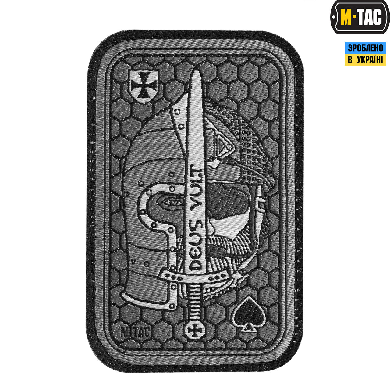 M-Tac нашивка Deus Vult Ace (жаккард) сіра, фото 1